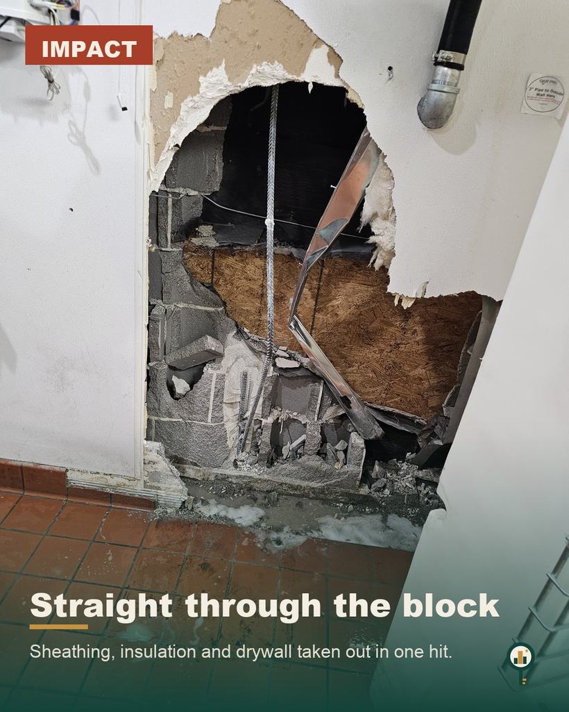 Vehicle impact repair on an occupied restaurant — slide 3