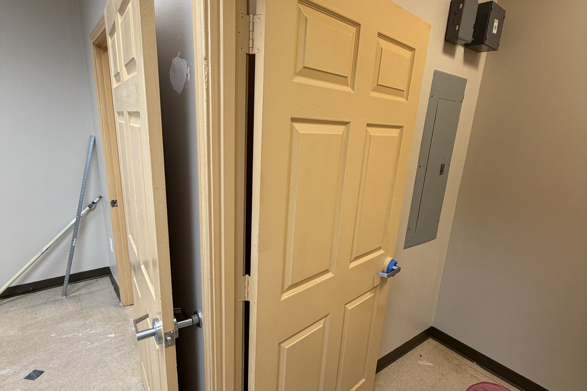 Doors and frames being refinished