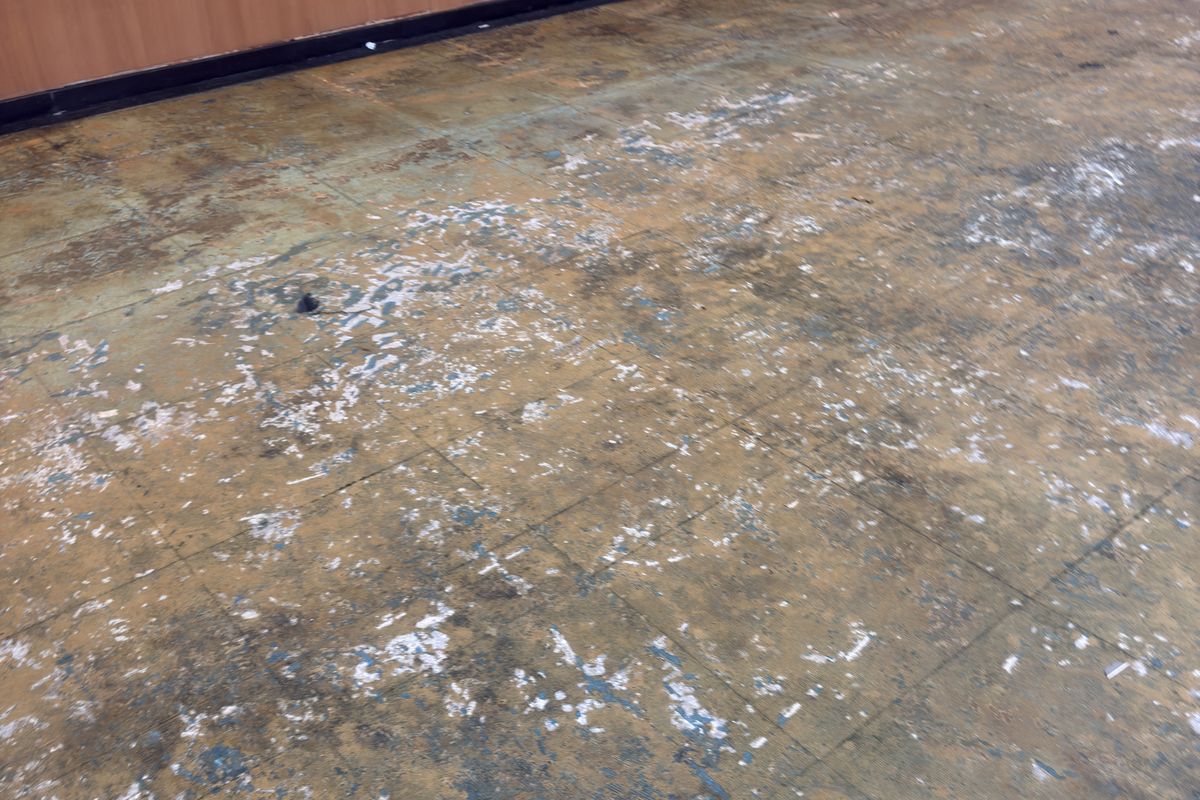 Bare slab filled, ground and levelled
